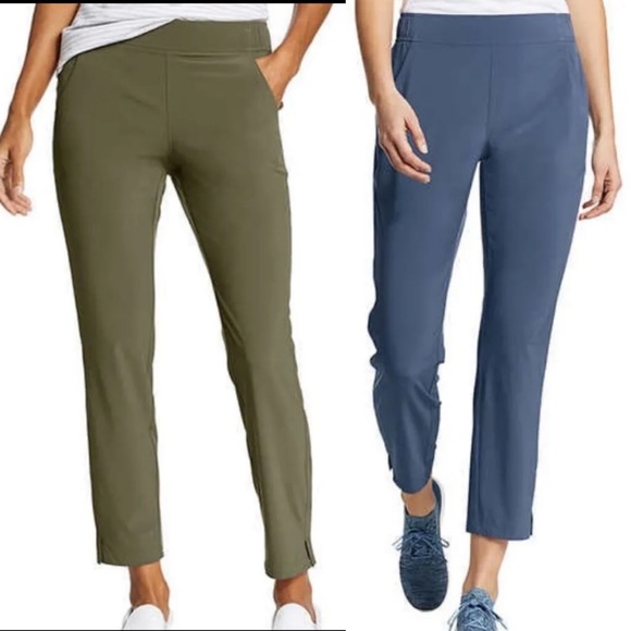 Bundle of 2 Eddie Bauer Ankle Athletic Pants Green Navy Blue Size Large - Picture 12 of 16